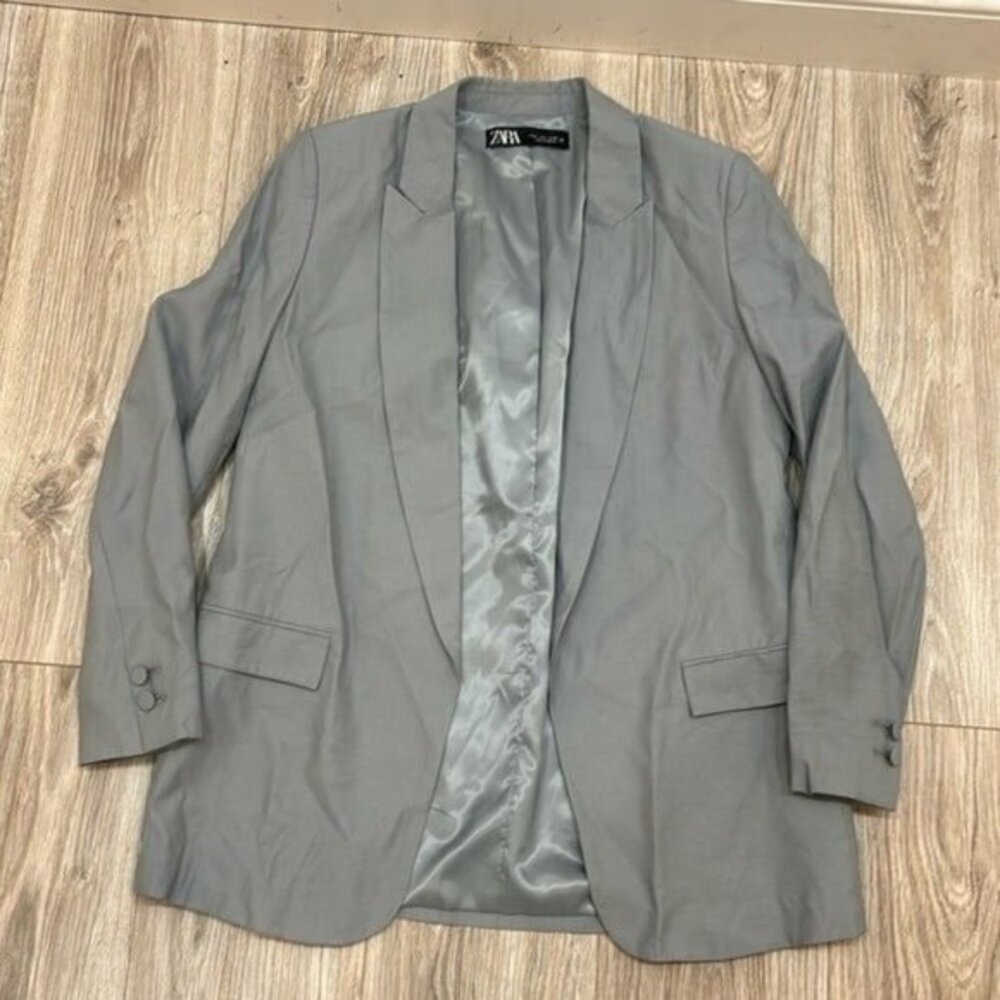 Zara gray open front long line blazer size Medium